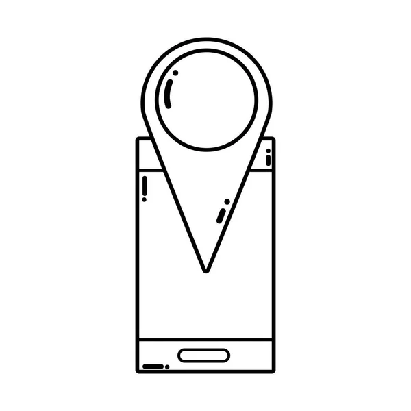 Technologie smartphone ligne avec carte de symbole de localisation — Image vectorielle