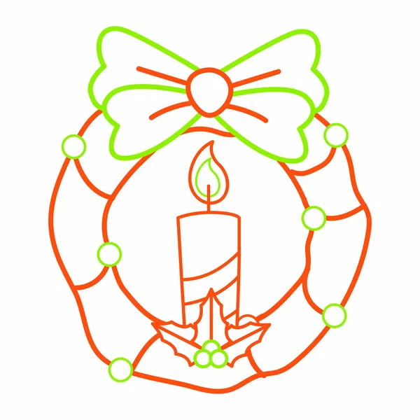 Corona Vela Icono Feliz Navidad Temporada Tema Diseño Aislado Ilustración — Vector de stock