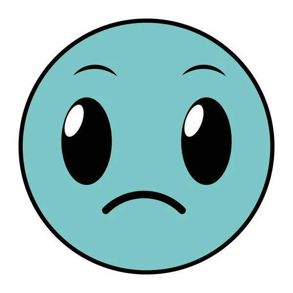 Line color sad face gesture emoji expression — Stock Vector