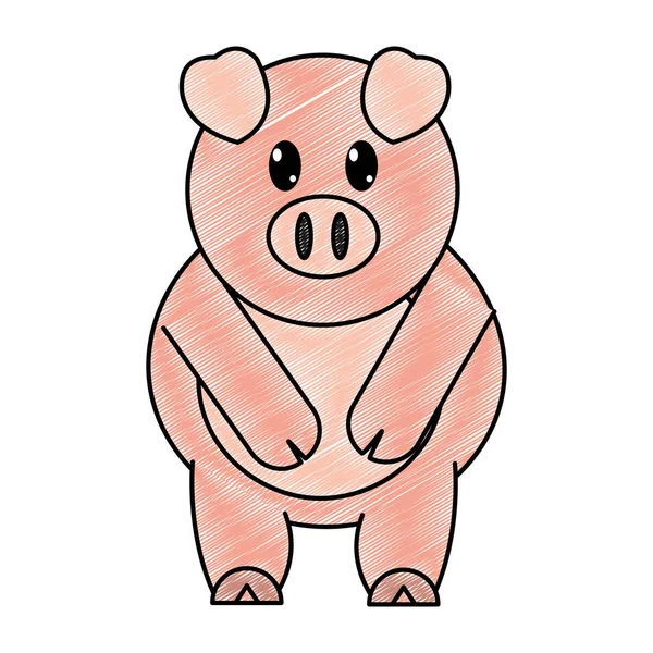 Adorable ferme porcine râpée caractère animal — Image vectorielle