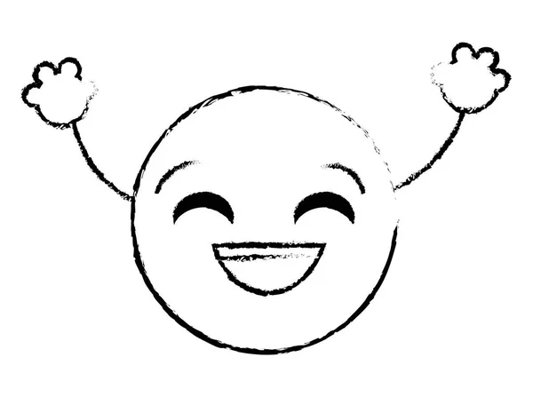 Expresión de la cara emoji risa grunge con brazos — Archivo Imágenes Vectoriales