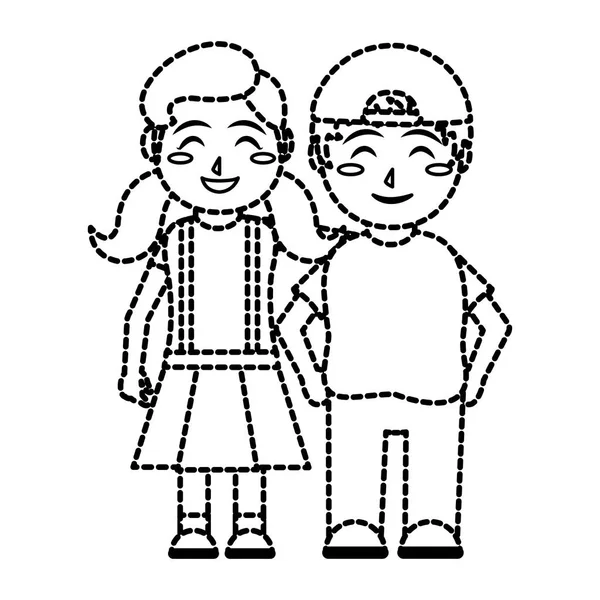 Chica y niño diseño de dibujos animados — Vector de stock