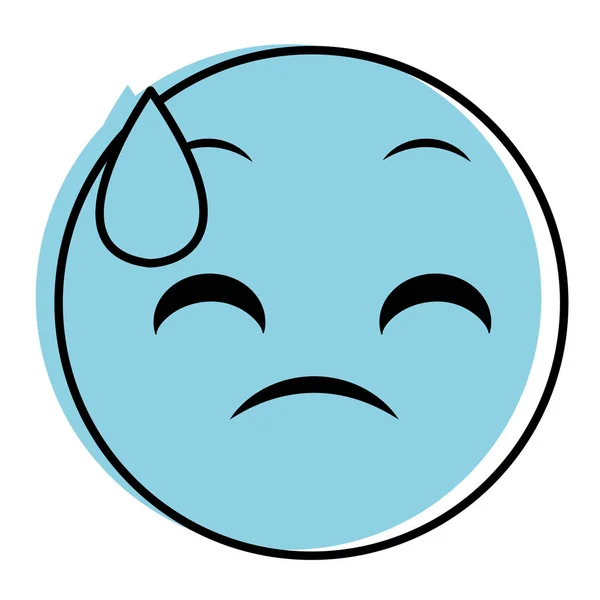 Mosso colore sudorazione viso gesto emoji espressione — Vettoriale Stock