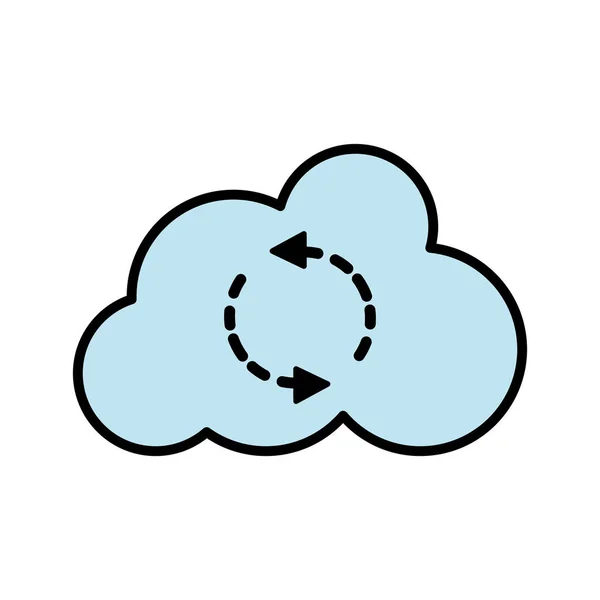 Linie Farbe Wolke Daten hochladen Verbindung Server — Stockvektor