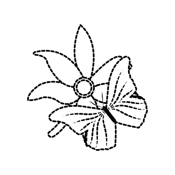 Kropkowane kształt płatków i motyl projektowania Śliczne kwiaty — Wektor stockowy