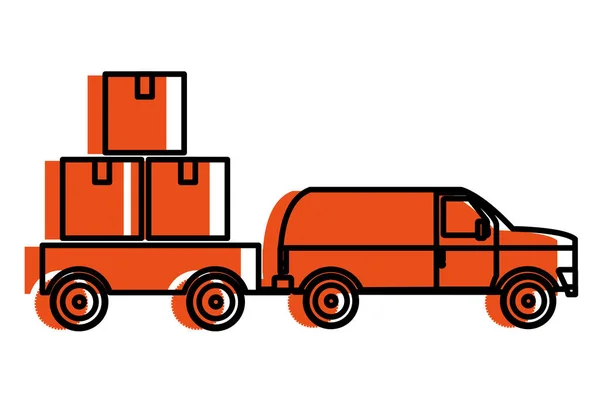 Κουτιά Και Φορτηγό Παράδοσης Ναυτιλία Και Logistics Θέμα Απομονωμένη Σχεδιασμό — Διανυσματικό Αρχείο