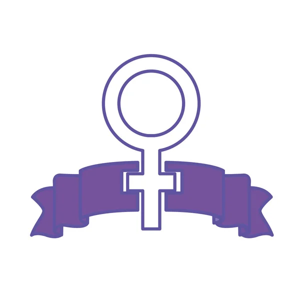 Duo color women gender sign and ribbon design — стоковый вектор