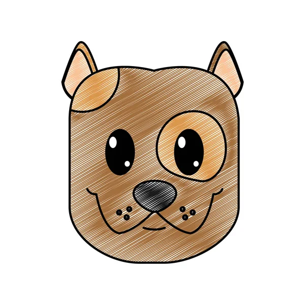 Tête de chien heureux râpé personnage animal mignon — Image vectorielle