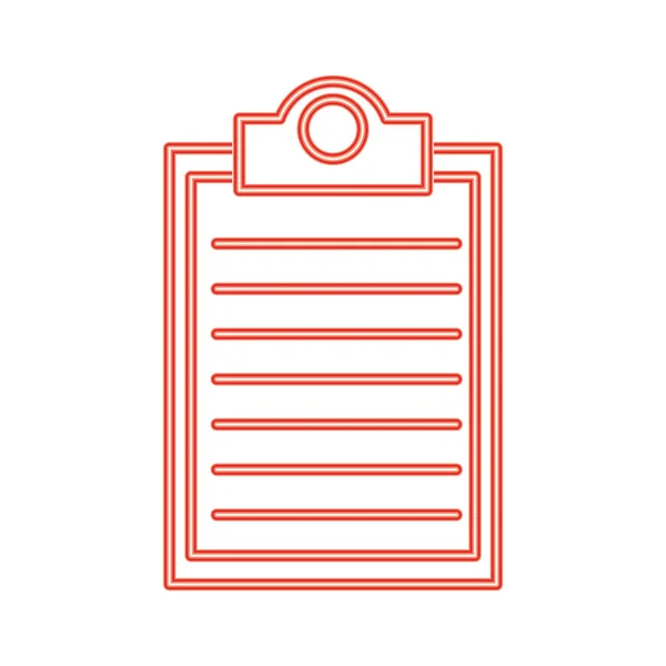 Neon lijn check lijst document opmerking op het Klembord — Stockvector