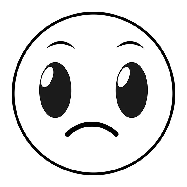 Vonal Szomorú arc gesztus emoji kifejezés — Stock Vector