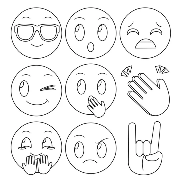 Diseño de emoticones en redes sociales — Vector de stock