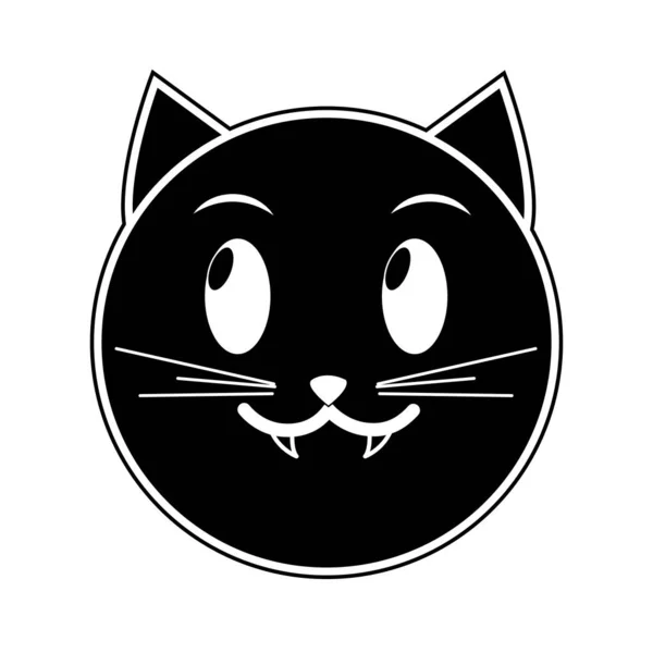 Silueta vampiro gato cara emoji expresión — Vector de stock