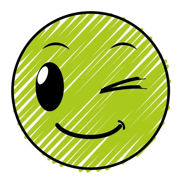 Doodle gute Gesichtsgeste Emoji-Ausdruck — Stockvektor