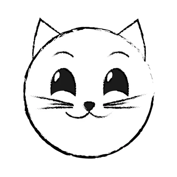 Grunge happy cat tvář emoji výraz — Stockový vektor
