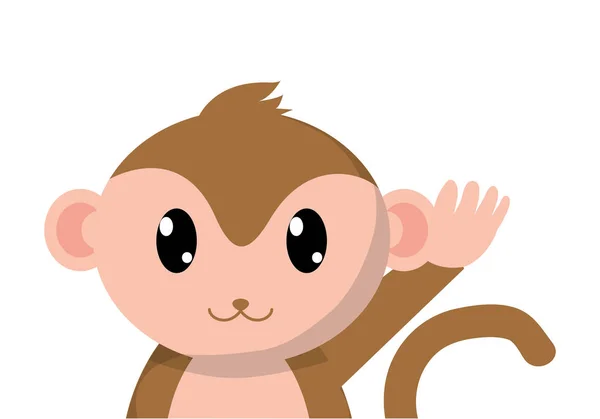 Coloré adorable singe mignon personnage animal — Image vectorielle