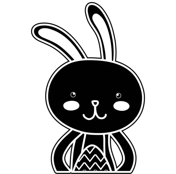 Silhouette lapin animal avec oeuf Pâques célébration — Image vectorielle