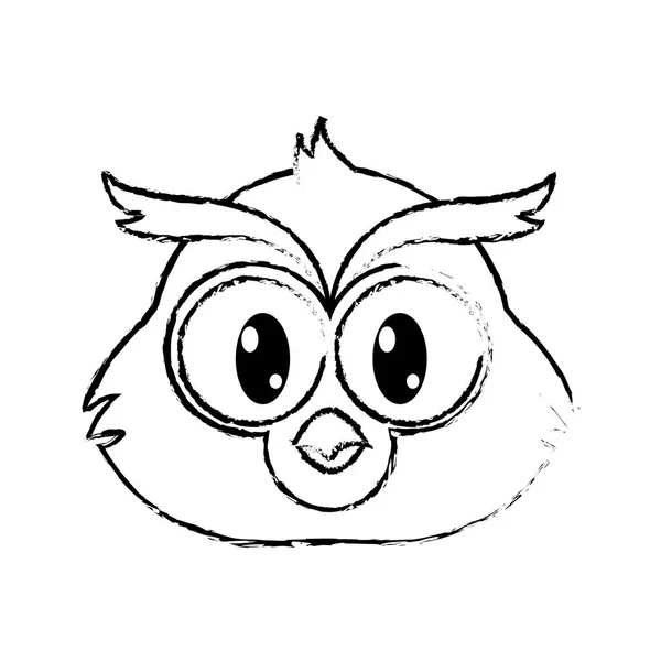 Grunge owl head cute animal character — Stock Vector