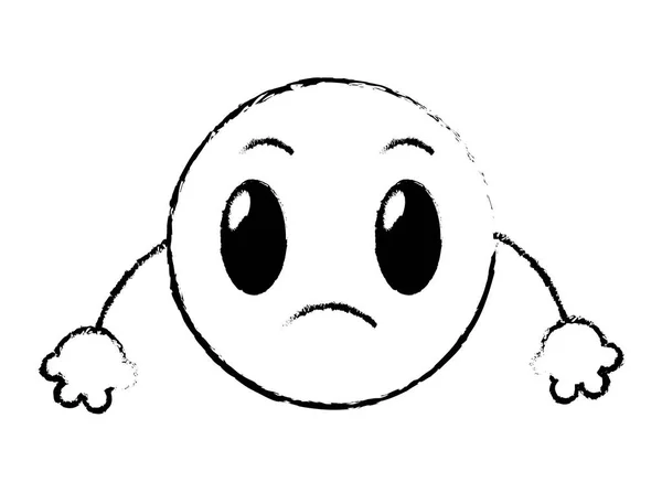 Expresión de cara emoji triste grunge con brazos — Vector de stock