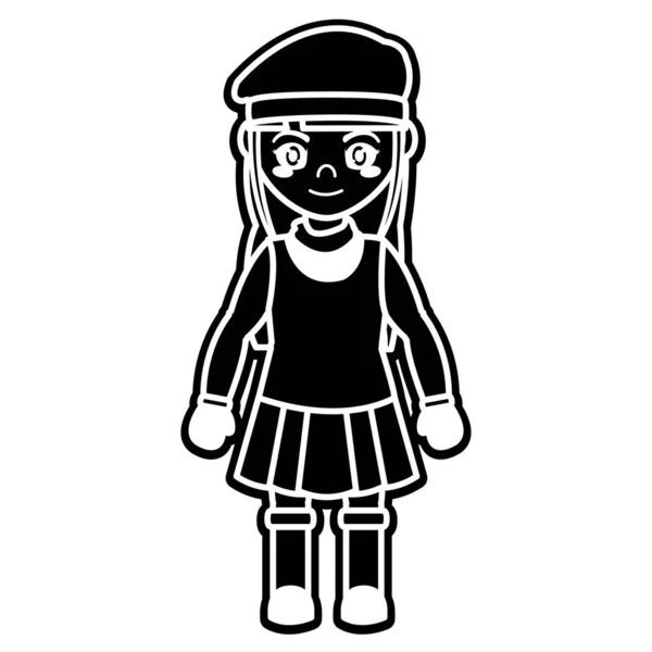 Grunge Komik Kız Kış Giysileri Vektör Çizim — Stok Vektör