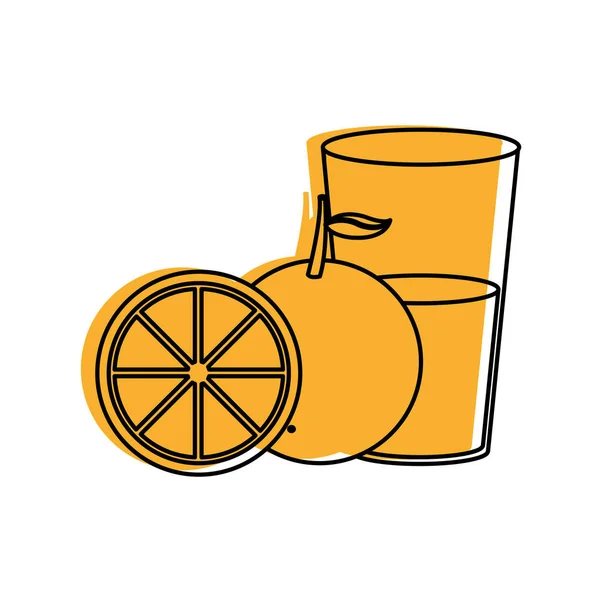 Naranja Jugo Frutas Alimentos Saludables Orgánicos Tema Diseño Aislado Ilustración — Archivo Imágenes Vectoriales