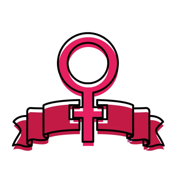 Переміщений кольоровий жіночий гендерний знак та дизайн стрічки — стоковий вектор