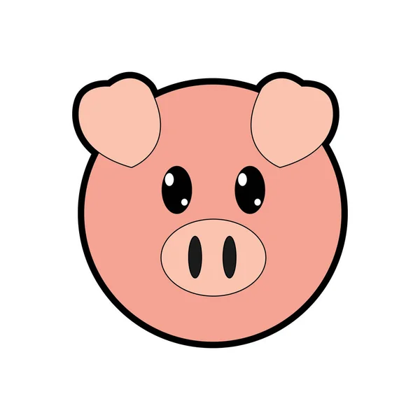 Cabeza de cerdo a todo color lindo personaje animal — Vector de stock