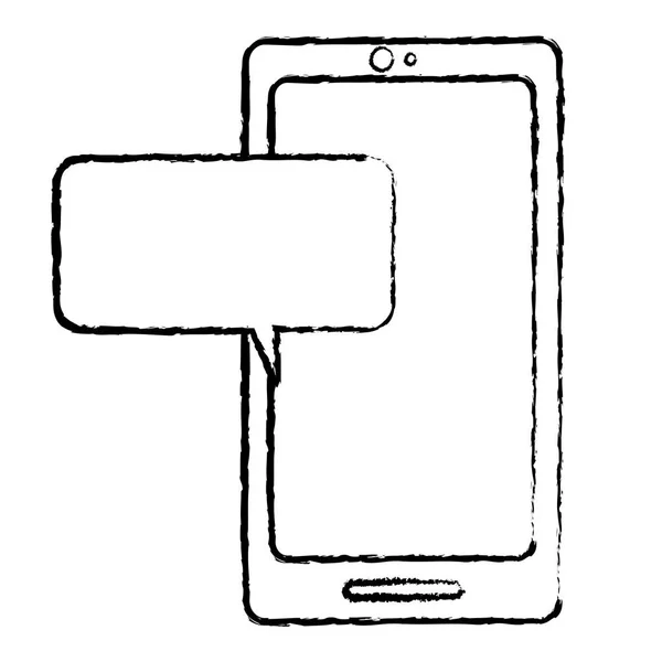 Tecnologia smartphone grunge con messaggio di bolla di chat — Vettoriale Stock