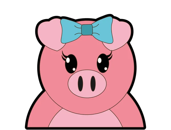 全彩可爱的女性猪可爱的动物 — 图库矢量图片