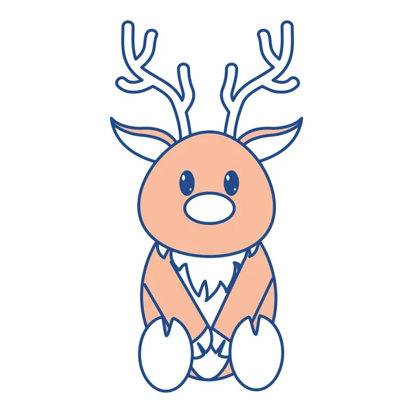 Line color reindeer cute wild animal character — Stock Vector