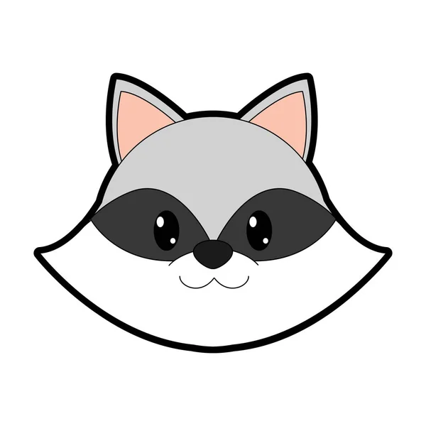 Couleur tête de raton laveur personnage animal mignon — Image vectorielle
