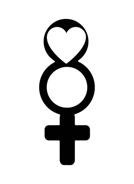 Signo de silueta de las mujeres con corazón y círculo decoración — Vector de stock