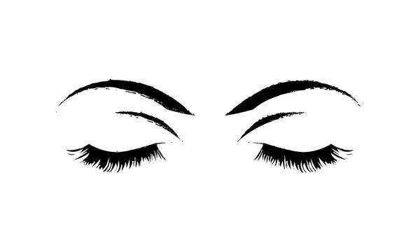 Grunge-Frau schloss Augen mit Wimpern und Augenbrauen — Stockvektor
