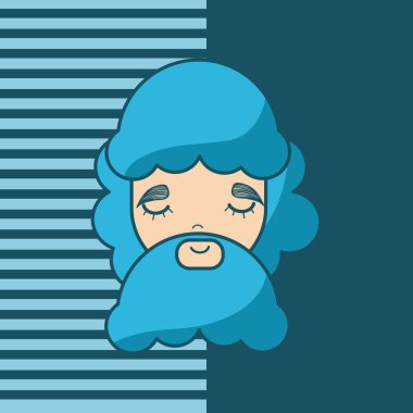 Hippi yüz karikatür sakal vektör çizim grafik tasarım ile genç adam