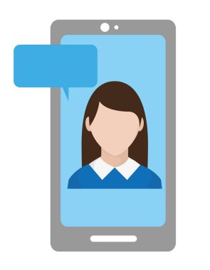 smartphone ile sohbet kabarcık içinde meçhul kadın