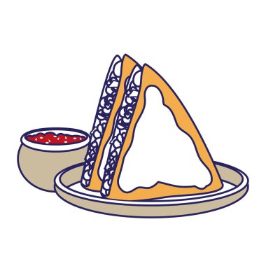 Quesadilla Meksika yemeği ve geleneksel yemekleri Tema izole tasarım vektör çizim