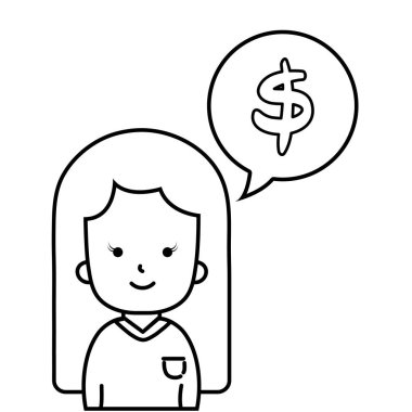 satır kadın sohbet kabarcığı bluz ve dolar simgesiyle