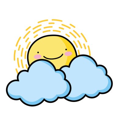 Kawaii mutlu güneş bulut doğal hava ile