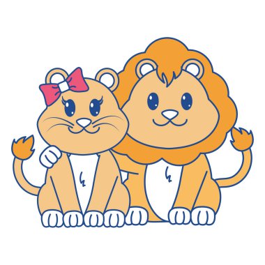 çizgi rengi aslan sevimli hayvan birlikte çift