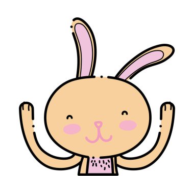 Eller yukarı renk mutlu tavşan hayvanla