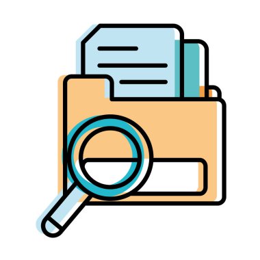 Büyüteç ile klasör dosyası içinde renkli belge taşındı