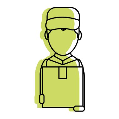 Tasarım kutusu ve adam teslim nakliye ve lojistik Tema Isolated vektör çizim