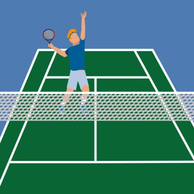 adam Tenis Kortu oynamak raket ile
