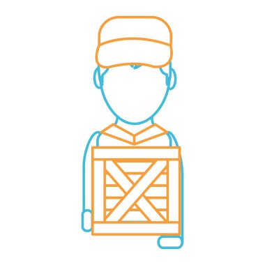 Tasarım kutusu ve adam teslim nakliye ve lojistik Tema Isolated vektör çizim