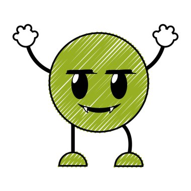 kolları ve bacakları Doodle vampir emoji ifadesiyle