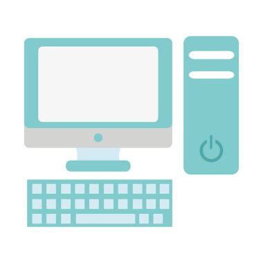 renkli ekran bilgisayar cpu ve keybooard teknolojisi ile