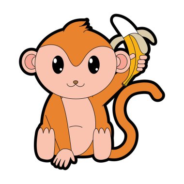 tam renkli sevimli maymun vahşi hayvan muz el ile