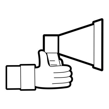 çizgi adam el ile megafon hoparlör haber