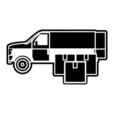 Tasarım kutusu ve kamyon teslim nakliye ve lojistik Tema Isolated vektör çizim