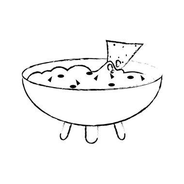 Meksika yemeği ve geleneksel yemekleri Tema izole tasarım vektör çizim sos