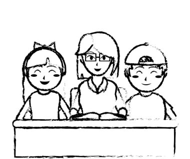 Öğretmen ve çocuklar tasarım